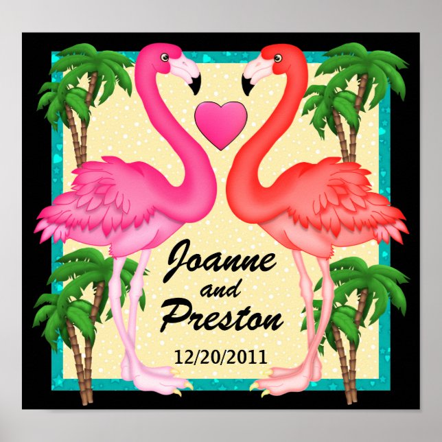 Paradise Flamingo Kärlek Poster (Framsidan)