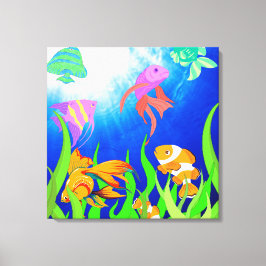 Paradise för tropisk fisk under vatten Oasis Canvastryck