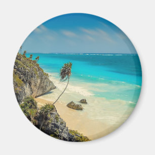 Paradise för tropisk strand med Handflatan Träd Magnet