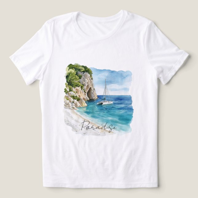 Paradise Fransk Riviera Ocean T Shirt (Design Framsida)