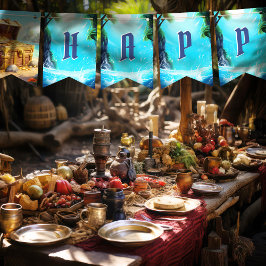 Paradise grattis på födelsedagen Pirat Vimplar