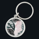 Paradise Handflatan Fronts Rund Silverfärgad Nyckelring<br><div class="desc">Paradise Sweep jag by Grace Popp. Handflatan träd löv i olika former motverkas av de unika val som görs i färg. | 138464GG</div>