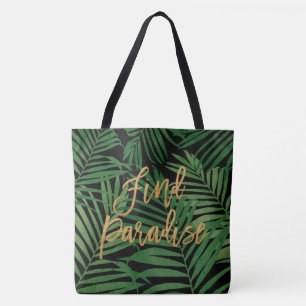 Paradise Handflatan Hawaiian Beach Bag - Black och Tygkasse