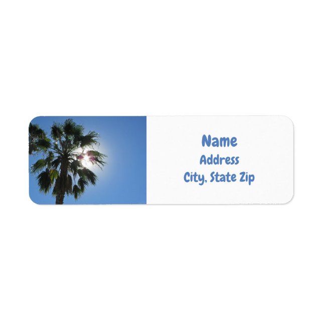 Paradise handflatan Träd Tropical Sunshine Island  Returadress Etikett (Framsidan)
