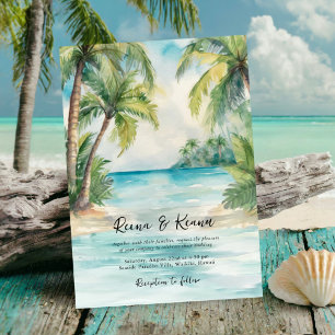 Paradise Handflatan Tropical Beach Wedding Inbjudningar