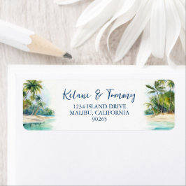 Paradise Island Tropical Beach Wedding Address Returadress Etikett