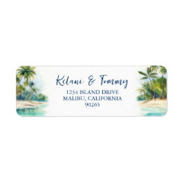 Paradise Island Tropical Beach Wedding Address Returadress Etikett