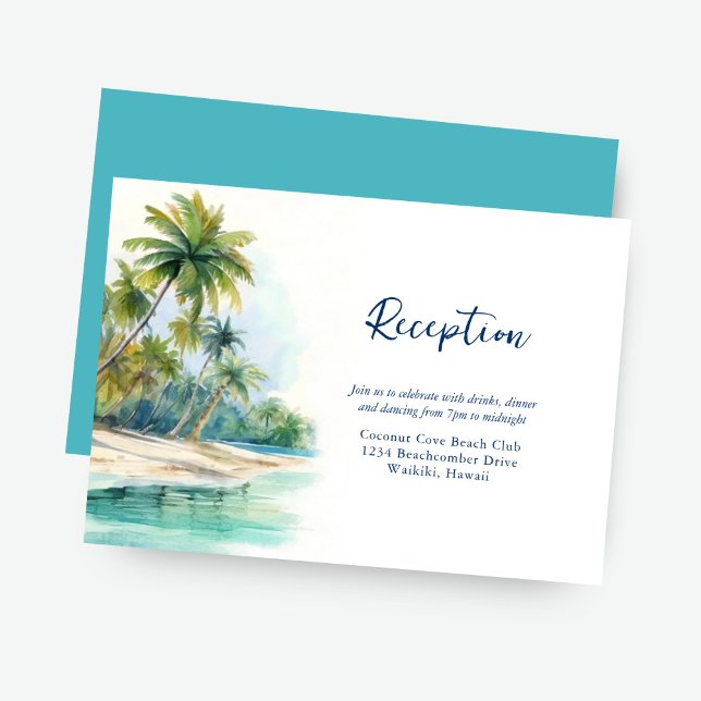 Paradise Island Tropical Beach Wedding Reception Tilläggskort (Skapare uppladdad)