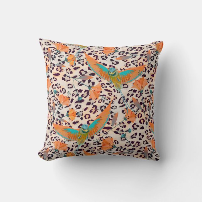 Paradise, leopard skin, Coral and turquis Kudde (Framsida)