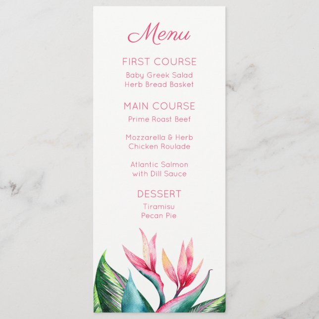 Paradise Monogram Tropical Menus Meny (Framsida)
