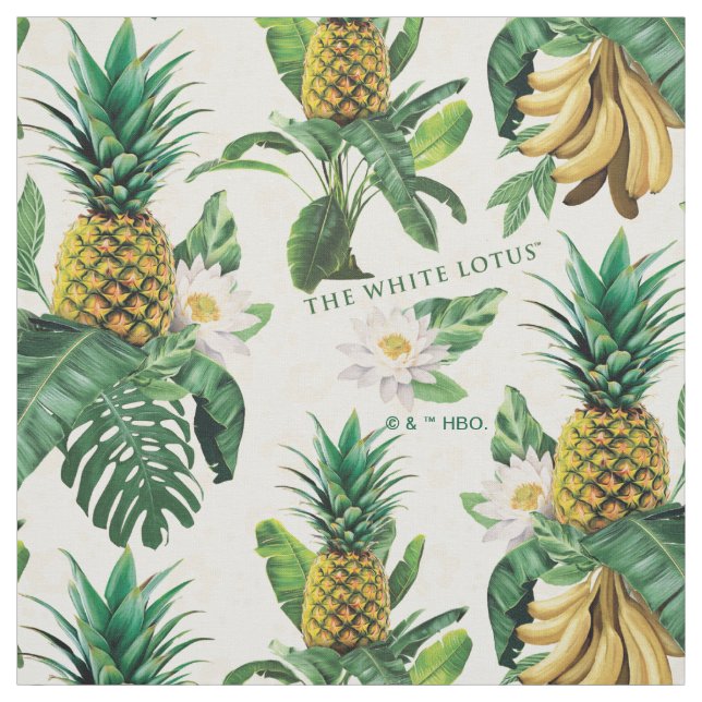 Paradise Mönster i vit Lotus Pineapple Tyg (Provkarta)