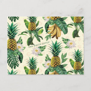Paradise Mönster i vit Lotus Pineapple Vykort