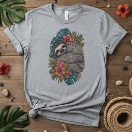 Paradise Nap Tropical Floral Sloth, Cute Vacation T Shirt
