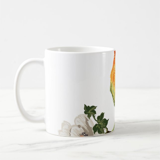 Paradise- och exotiska blommor på vit bas kaffemugg (Vänster)