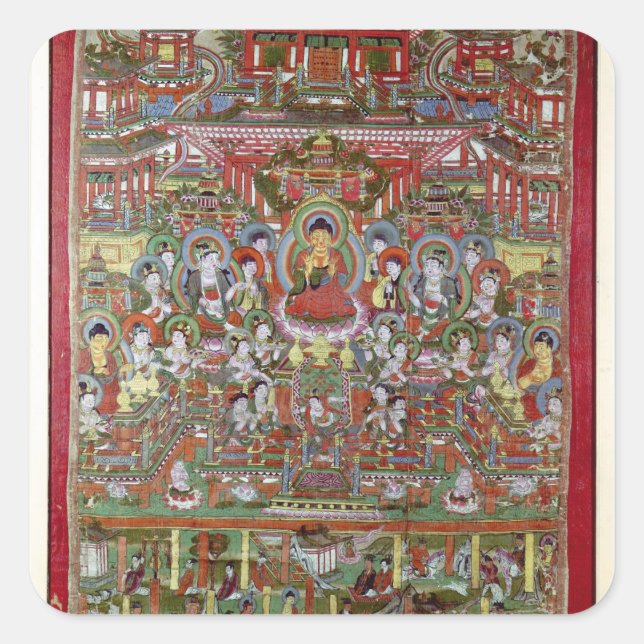 Paradise of Amitabha Fyrkantigt Klistermärke (Framsida)