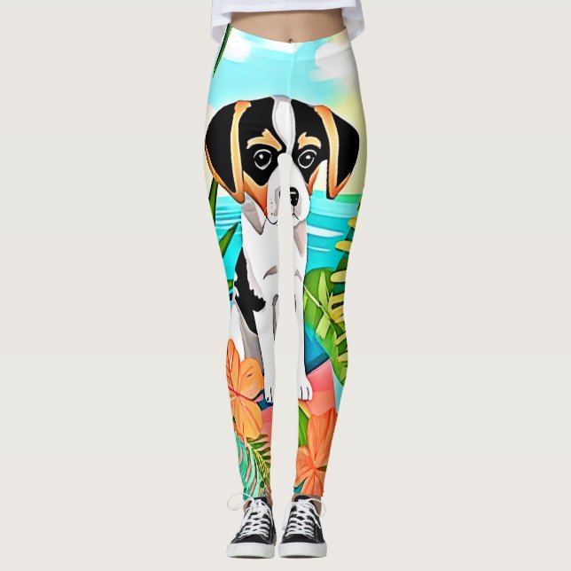 Paradise Puppy Design Leggings (Framsida)