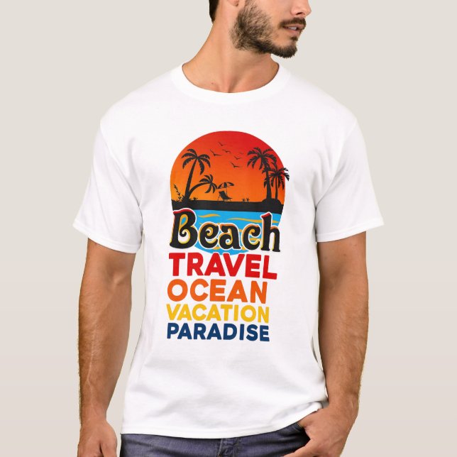 Paradise Retro Sunset Paradise för bussresor T Shirt (Framsida)