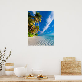 Paradise Shoreline:Tropical Handflatan Träd och Cr Poster