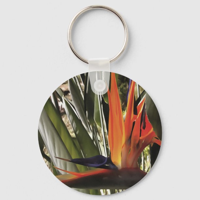 Paradise Strelitzia Reginae Acrylic Painti Nyckelring (Framsida)