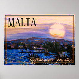 Paradise Sunset Malta Vintage resor Medelhavet Poster