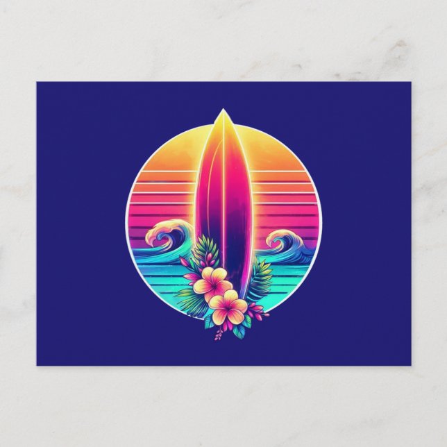 Paradise Surfboard, solnedgång Vykort (Framsida)