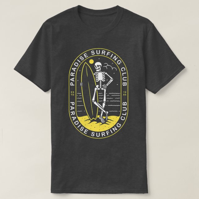 Paradise Surfing Klubb Skeleton  T Shirt (Design framsida)