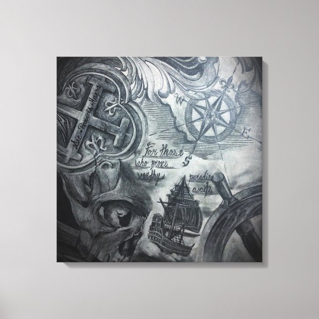 Paradise väntar på arbetsyta canvastryck (Framsida)