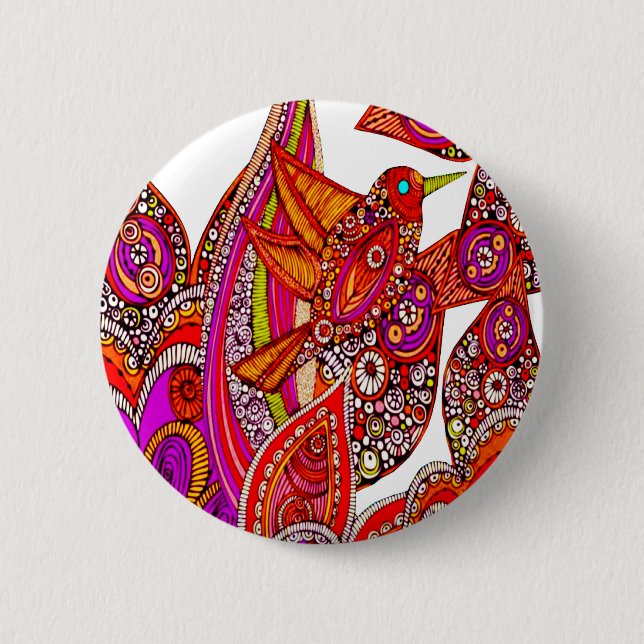 Paradise White Button (färgad fågel) Knapp (Framsida)
