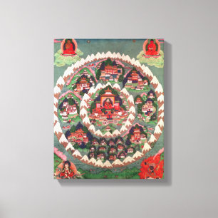 Paradiset av Shambhala, tibetant baner Canvastryck