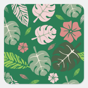 Paradiset Tropical löv grönt #homedeor #apparel Fyrkantigt Klistermärke