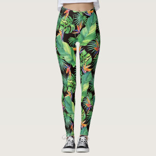 Paradisets fåglar i de tropiska balarna i Jungle Leggings