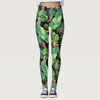 Paradisets fåglar i de tropiska balarna i Jungle Leggings