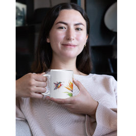 Paradisets och hummerfågelns fågel i vattenfärg kaffemugg