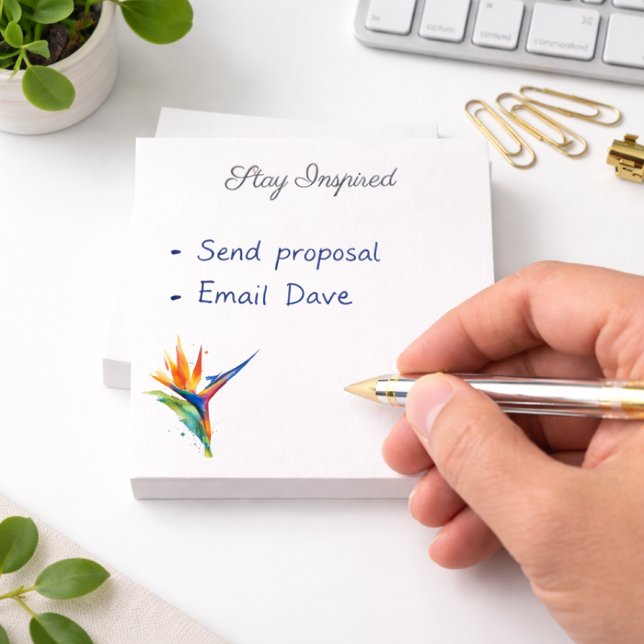 Paradisfågel Akvarell, specialdesignad Post-it Block (Skapare uppladdad)