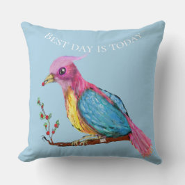 Paradisfågel | Bästa dagen är idag  Kuddöverdrag Kudde