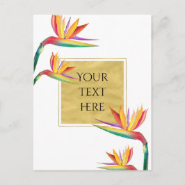 Paradisfågel Elegant Guld Vit Bröllop Vykort