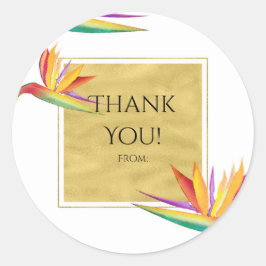 Paradisfågel Elegant Guld Vit Bröllopspresent Runt Klistermärke