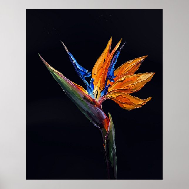 Paradisfågel — Exotiskt botaniskt impasto Poster (Framsidan)