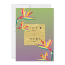 Paradisfågel Guld Lila & Grön Bröllop