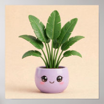 Paradisfågel Kawaii Krukväxt Affisch