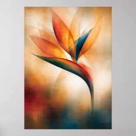 Paradisfågel Kubistisk Blommig Abstraktion Poster