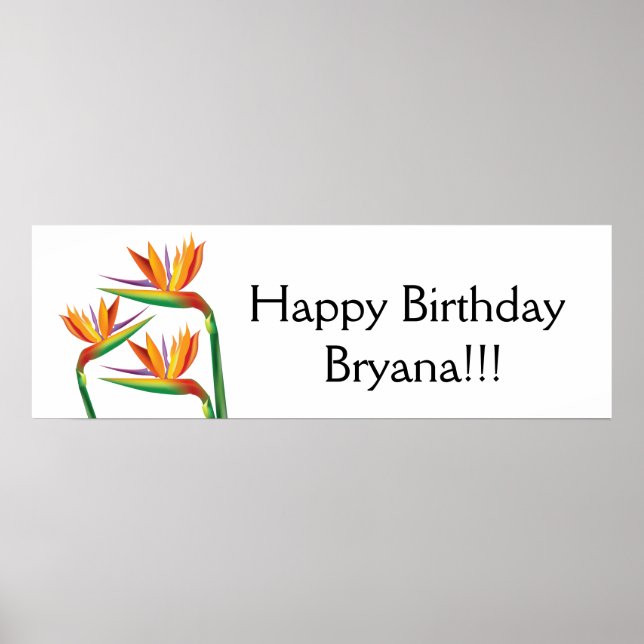 Paradisfågel Tropisk Blommig Festbanner Poster (Framsidan)