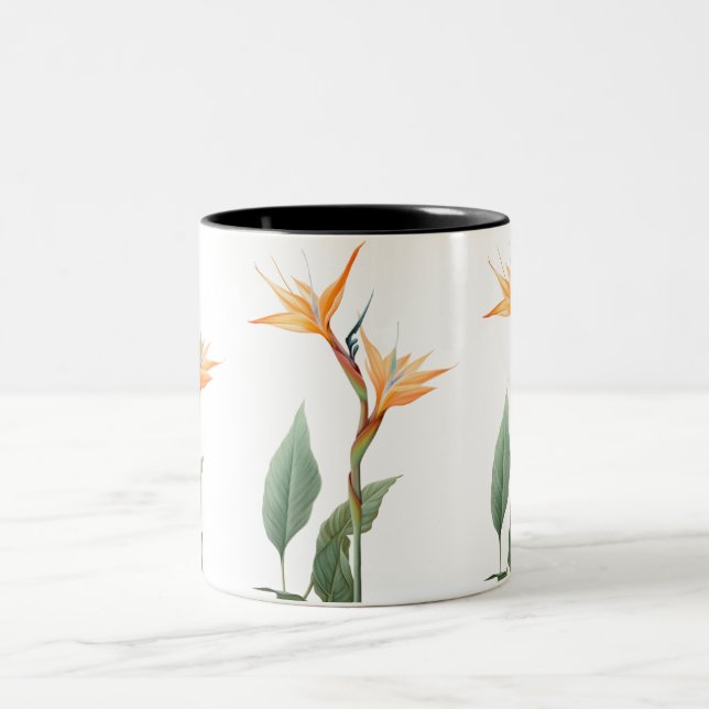 Paradisfågeln teckning (blomma) Två-Tonad mugg (Center)