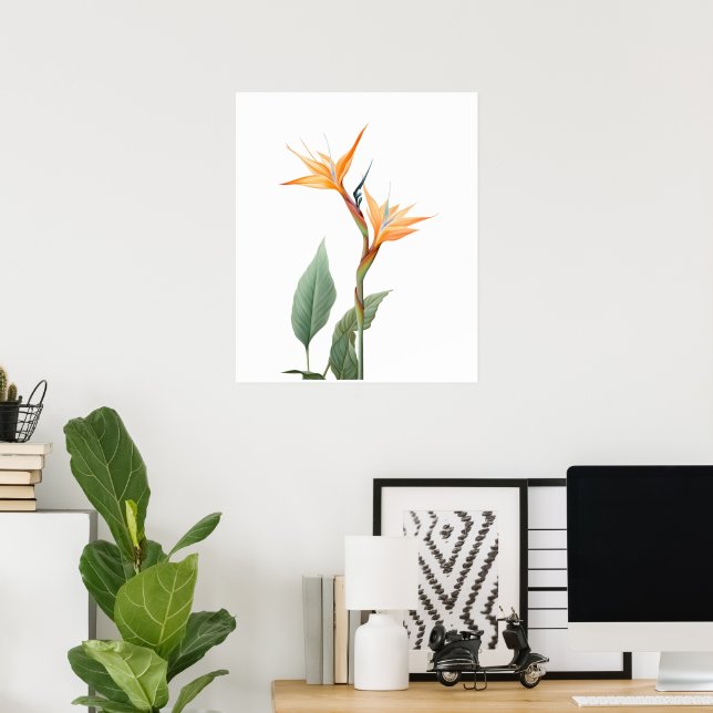 Paradisfågelritning (blomma) poster (Hemmakontoret)