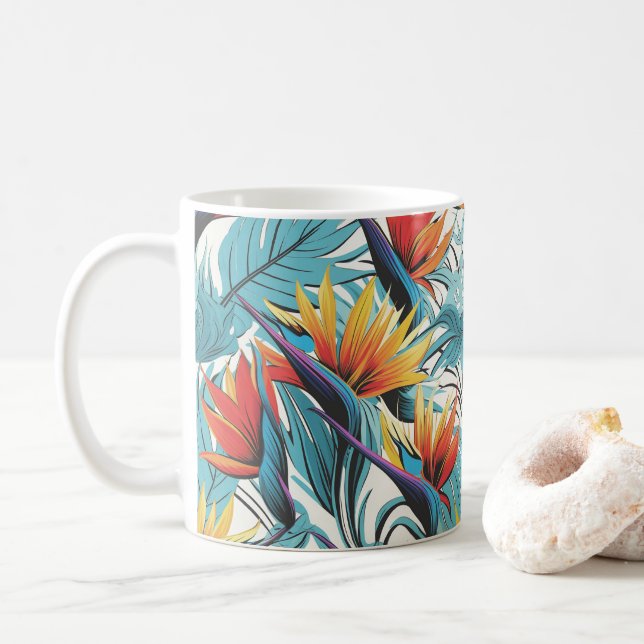 Paradisfågelträdgård Kaffemugg (Med munk)