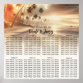 Paradisstrand solnedgång kustbröllop placering poster