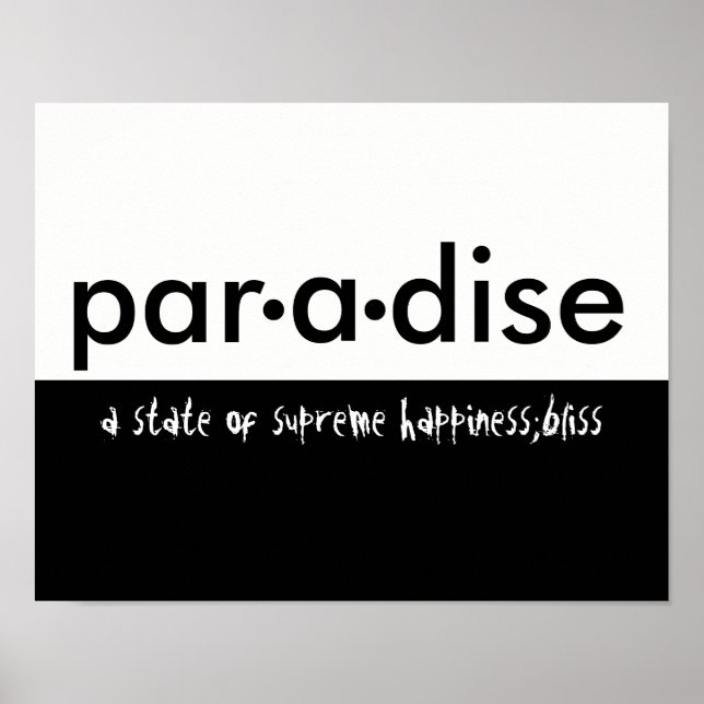 paradistypografi poster svart och vitt (Framsidan)