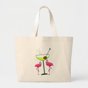 "Paradisuppvaknande",--Rosa flamingo & Martini Jumbo Tygkasse