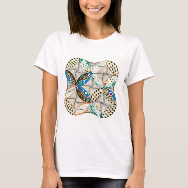 Paradox #4, Zentangle® Inspirerad handritad design T Shirt (Framsida)
