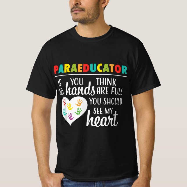Paraeducator Cute Paraprofessional School Teacher  T Shirt (Framsida)